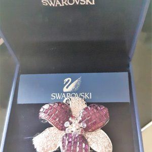 BRAND NEW Swarovski Purple Flower Brooch in box